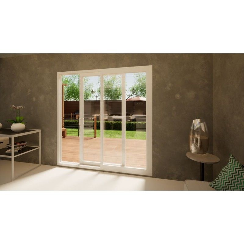 Aluminium Sliding Door Part Q Compliant - 2100mm White - Right Hand Slide & Left Hand Fixed