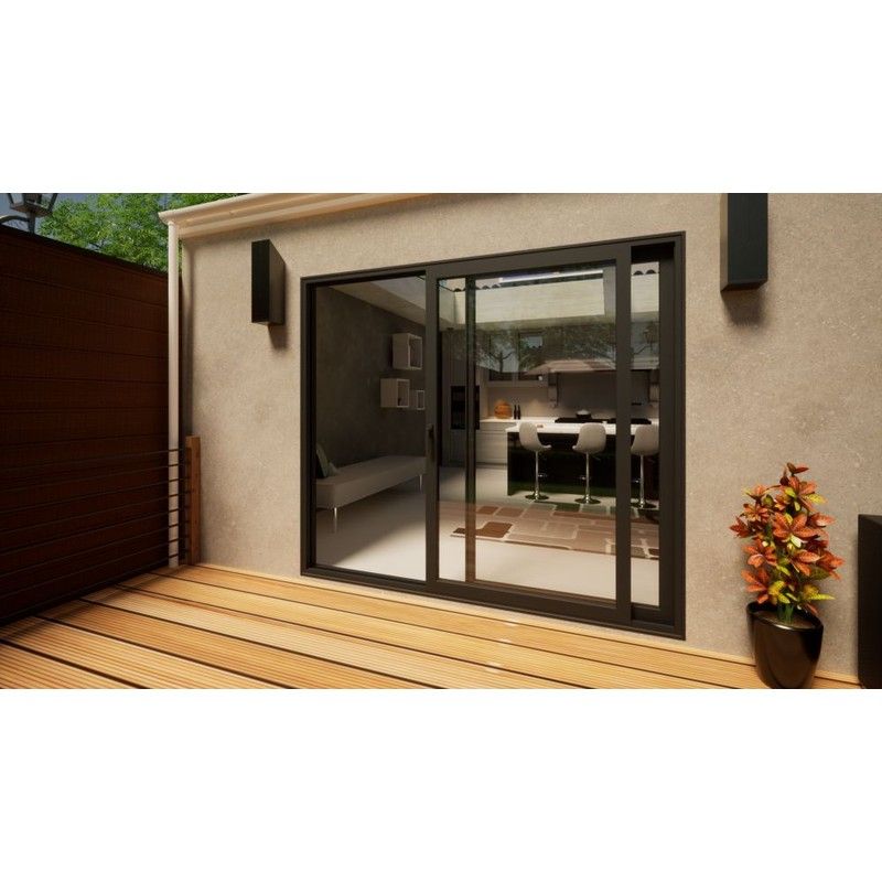 Aluminium Sliding Door - 2400mm Grey - Left Hand Slide & Right Hand Fixed
