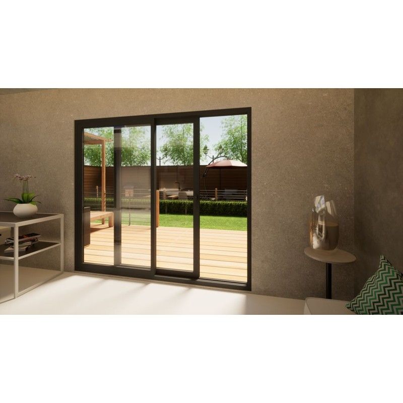Aluminium Sliding Door - 2400mm Grey - Left Hand Slide & Right Hand Fixed