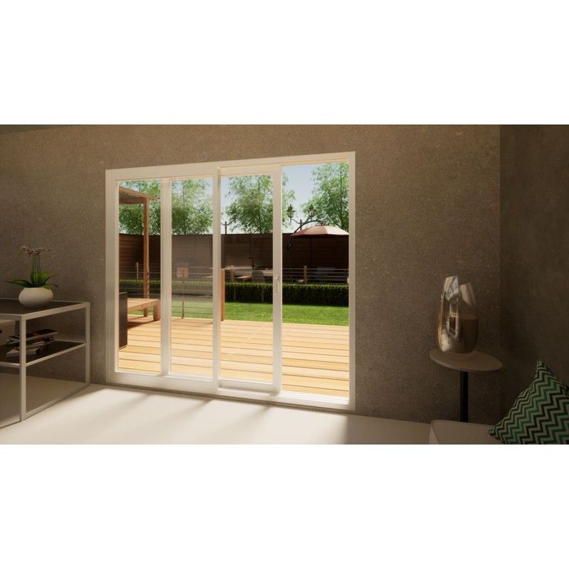 Aluminium Sliding Door Part Q Compliant - 2400mm White - Left Hand Slide & Right Hand Fixed
