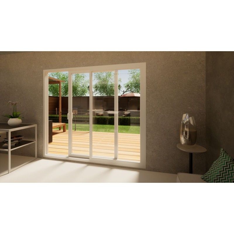 Aluminium Sliding Door Part Q Compliant - 2400mm White - Right Hand Slide & Left Hand Fixed