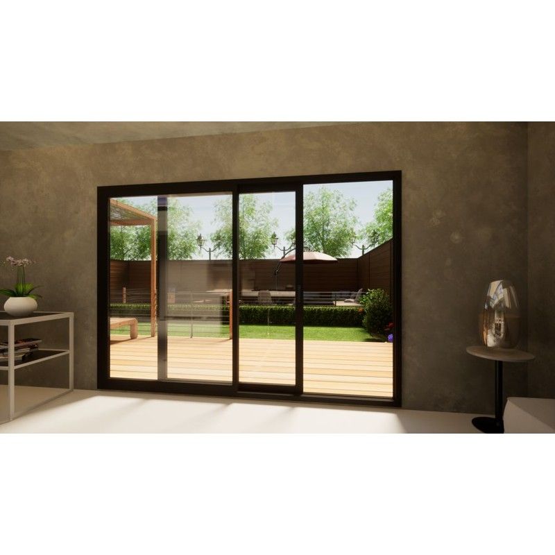 Aluminium Sliding Door - 3000mm Black - Left Hand Slide & Right Hand Fixed