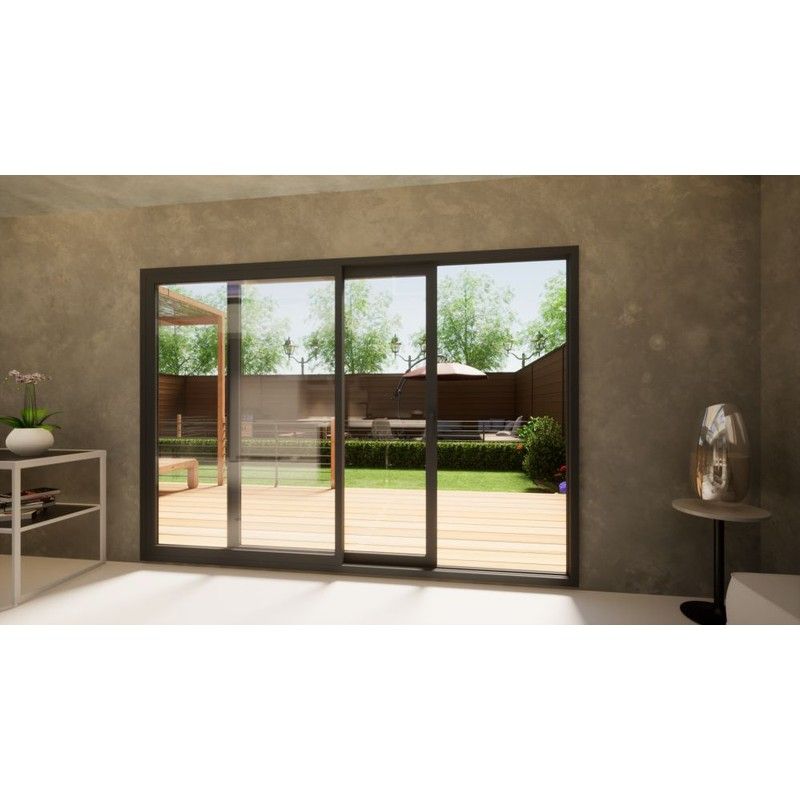 Aluminium Sliding Door Part Q Compliant - 3000mm Grey - Left Hand Slide & Right Hand Fixed