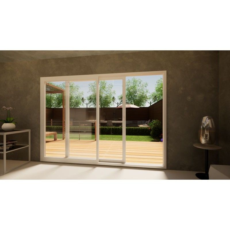 Aluminium Sliding Door Part Q Compliant - 3000mm White - Left Hand Slide & Right Hand Fixed
