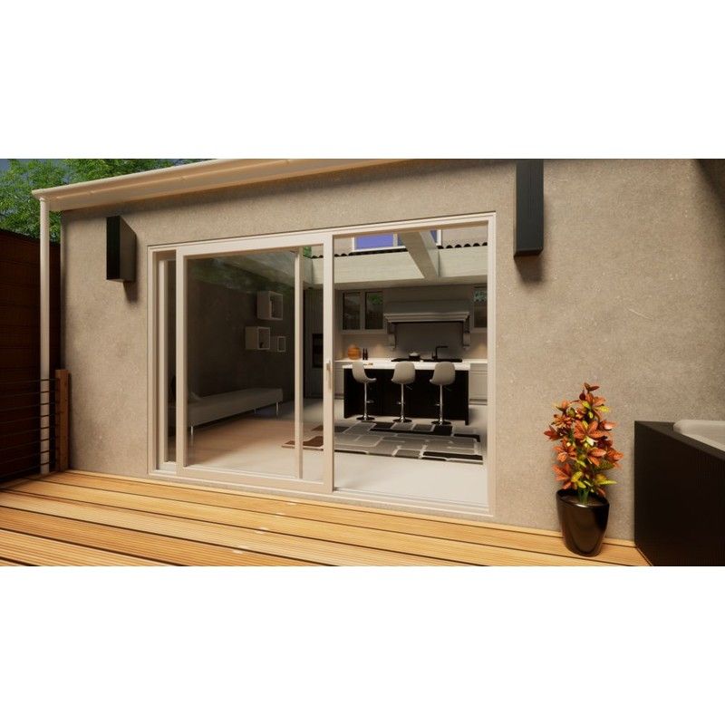 Aluminium Sliding Door Part Q Compliant - 3000mm White - Right Hand Slide & Left Hand Fixed