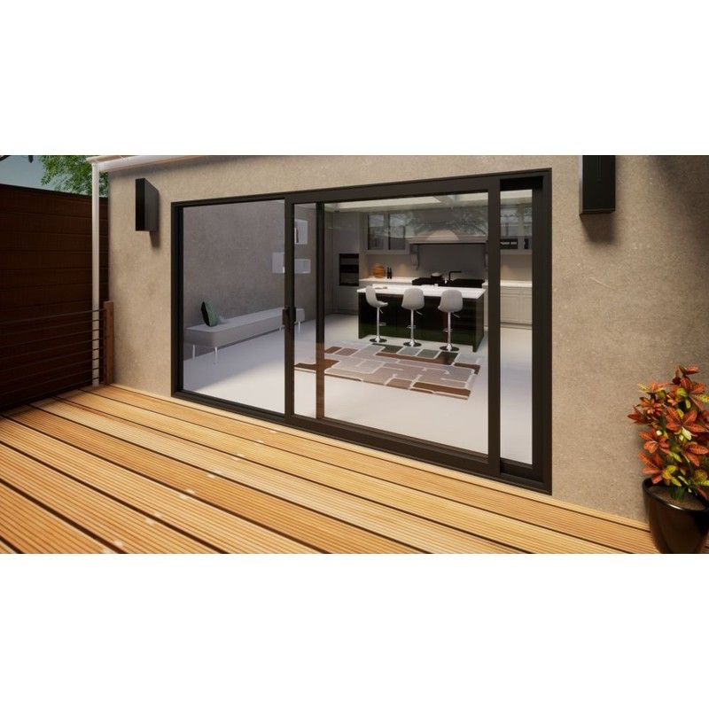 Aluminium Sliding Door - 3600mm Grey - Left Hand Slide & Right Hand Fixed