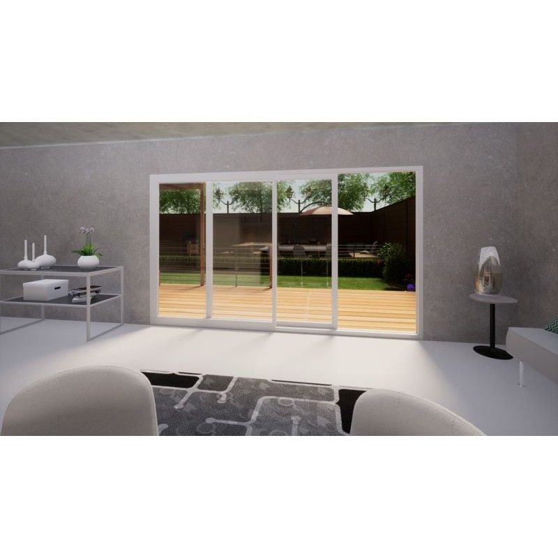 Aluminium Sliding Door - 3600mm White - Left Hand Slide & Right Hand Fixed