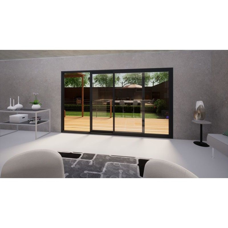 Aluminium Sliding Door Part Q Compliant - 3600mm Grey - Right Hand Slide & Left Hand Fixed