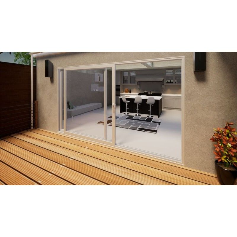 Aluminium Sliding Door - 3600mm White - Right Hand Slide & Left Hand Fixed