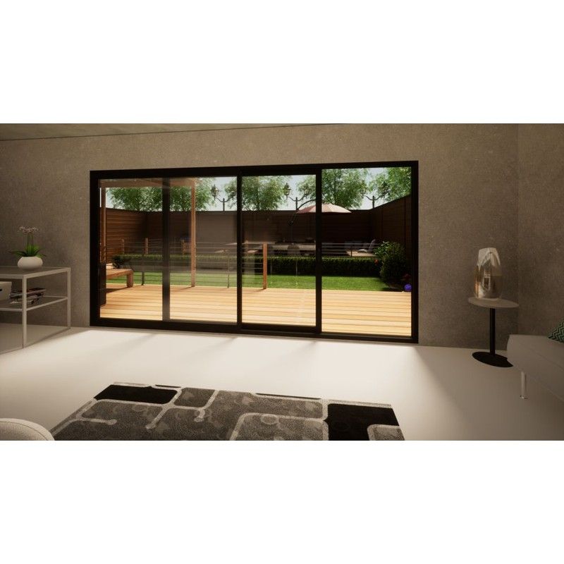 Aluminium Sliding Door - 4200mm Black - Left Hand Slide & Right Hand Fixed