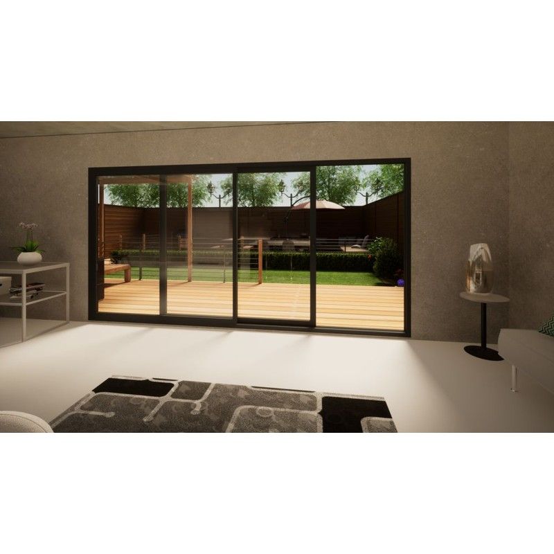 Aluminium Sliding Door - 4200mm Grey - Left Hand Slide & Right Hand Fixed