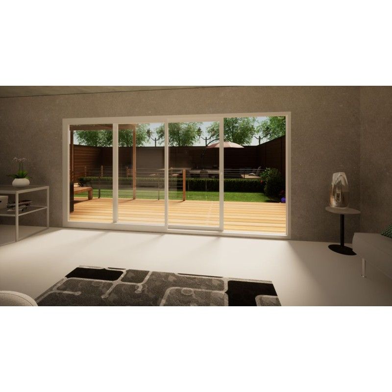 Aluminium Sliding Door - 4200mm White - Left Hand Slide & Right Hand Fixed