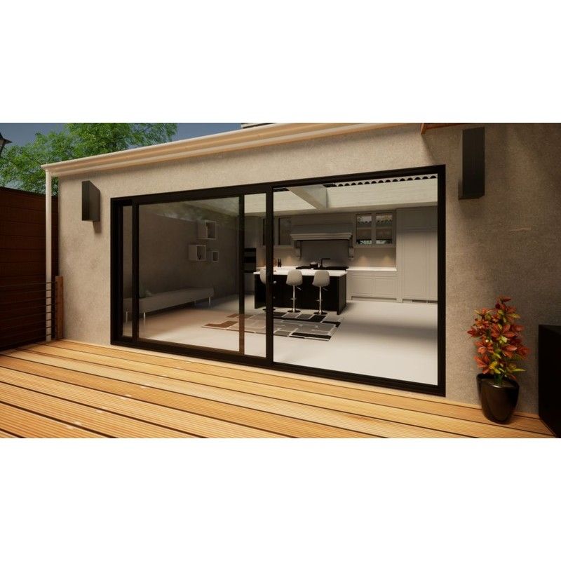 Aluminium Sliding Door - 4200mm Black - Right Hand Slide & Left Hand Fixed