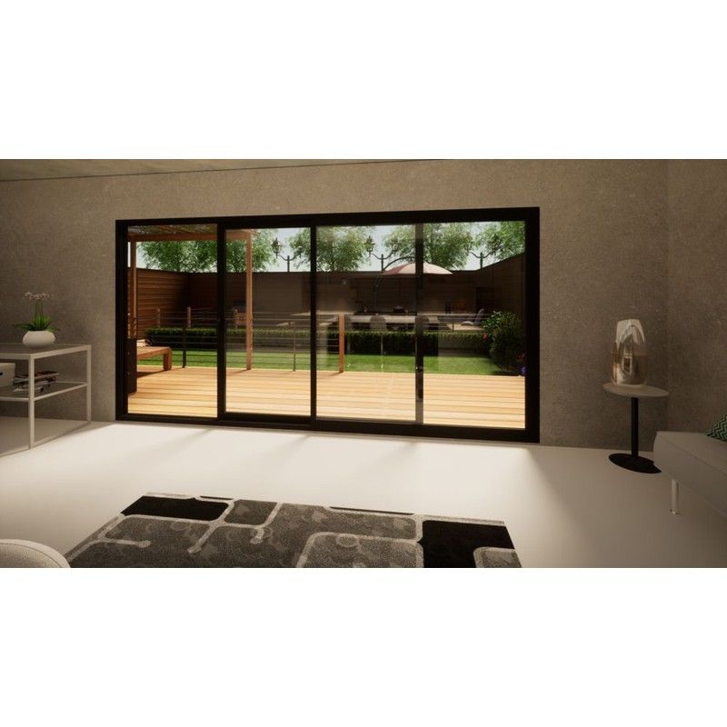 Aluminium Sliding Door - 4200mm Black - Right Hand Slide & Left Hand Fixed