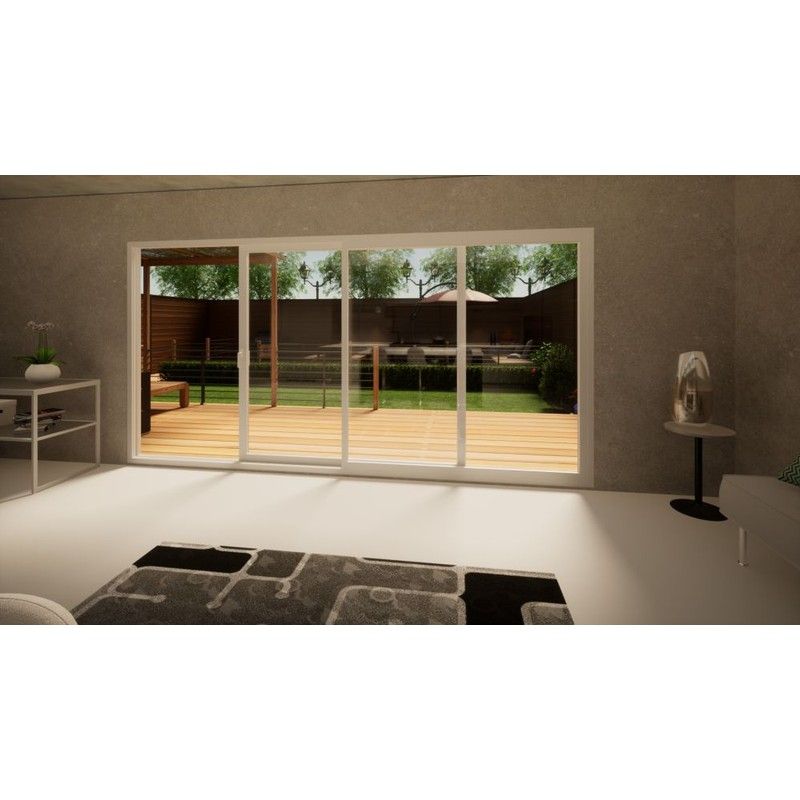 Aluminium Sliding Door Part Q Compliant - 4200mm White - Right Hand Slide & Left Hand Fixed