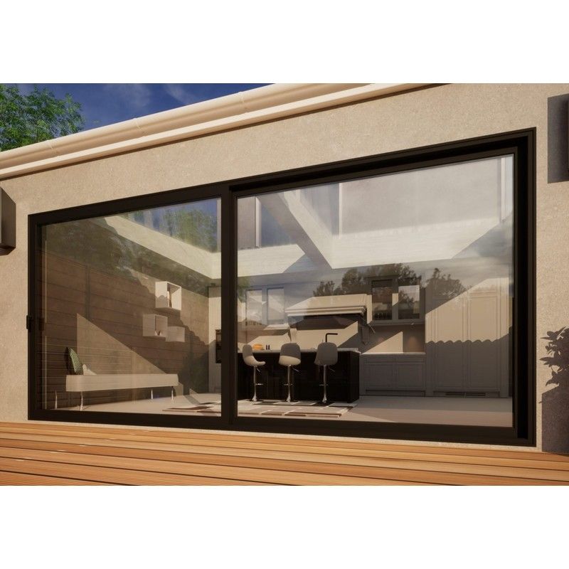 Aluminium Sliding Door - 4500mm Black - Left Hand Slide & Right Hand Fixed