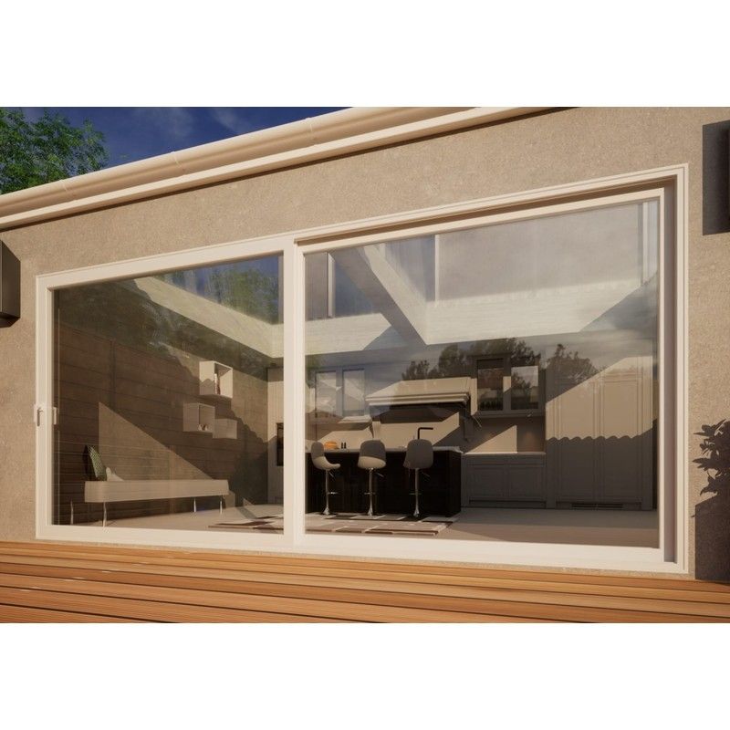 Aluminium Sliding Door Part Q Compliant - 4500mm White - Left Hand Slide & Right Hand Fixed
