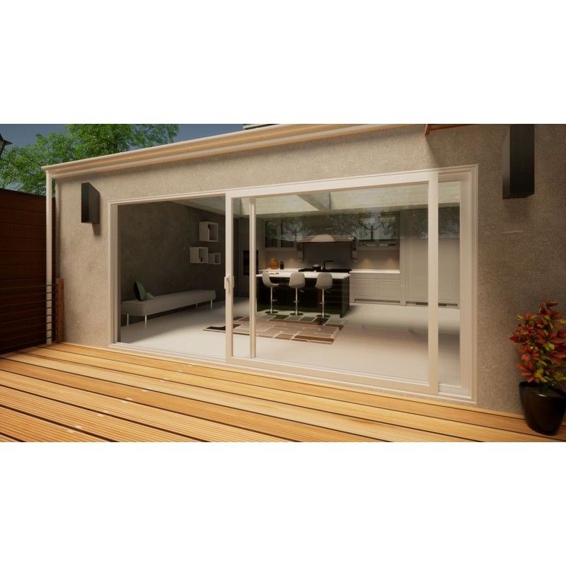 Aluminium Sliding Door Part Q Compliant - 4500mm White - Left Hand Slide & Right Hand Fixed