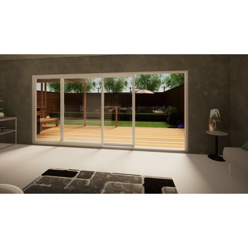 Aluminium Sliding Door Part Q Compliant - 4500mm White - Left Hand Slide & Right Hand Fixed