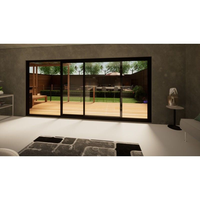 Aluminium Sliding Door Part Q Compliant - 4500mm Black - Right Hand Slide & Left Hand Fixed