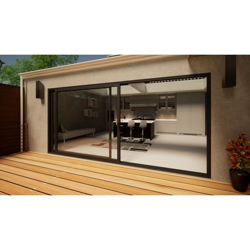 Aluminium Sliding Door - 4500mm Grey - Right Hand Slide & Left Hand Fixed