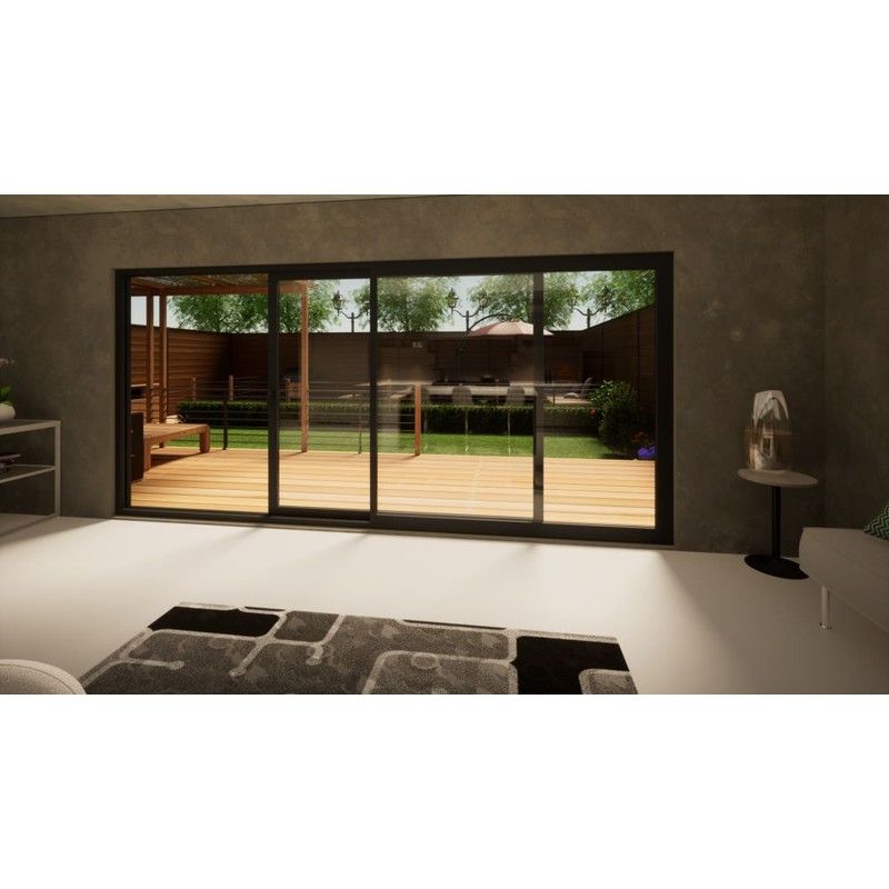Aluminium Sliding Door - 4500mm Grey - Right Hand Slide & Left Hand Fixed