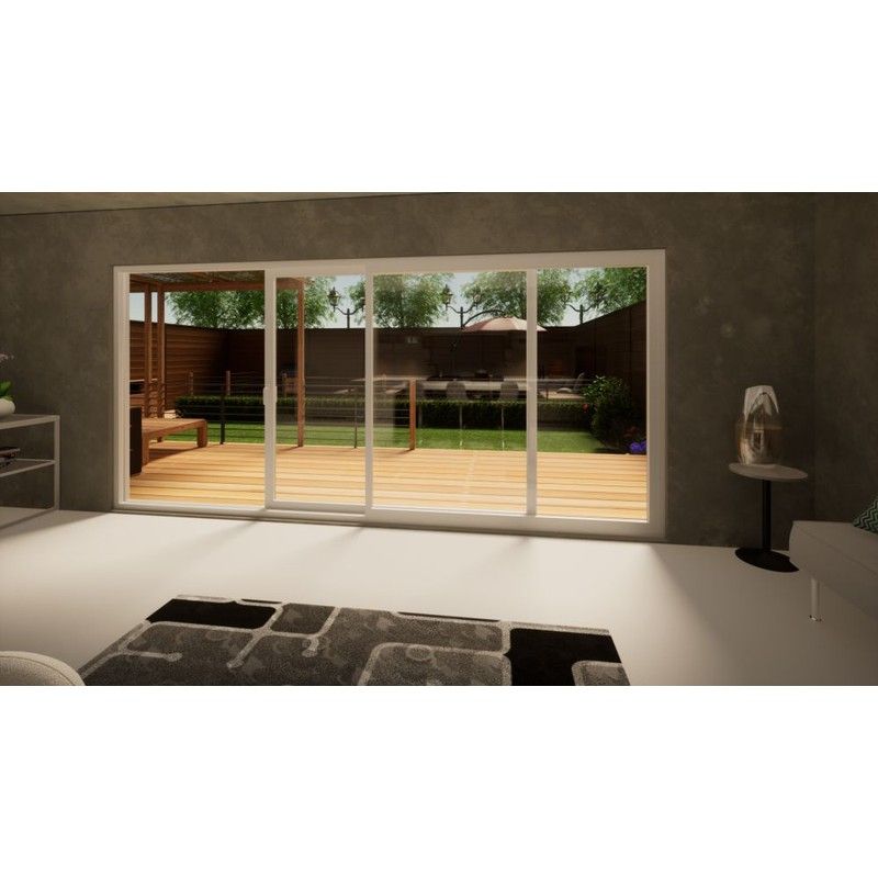Aluminium Sliding Door Part Q Compliant - 4500mm White - Right Hand Slide & Left Hand Fixed