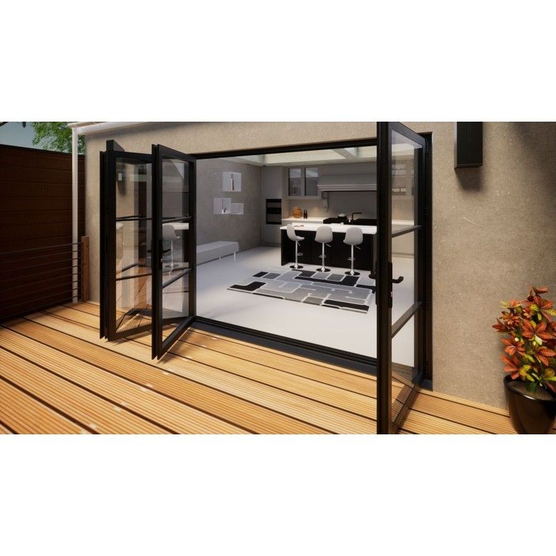 Heritage Aluminium Bifold Door Part Q Compliant - 3600mm Grey - 3 Left 1 Right