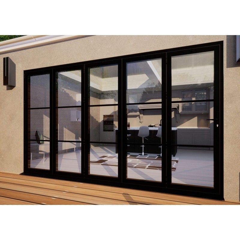 Heritage Aluminium Bifold Door Part Q Compliant - 3600mm Black - 5 Left