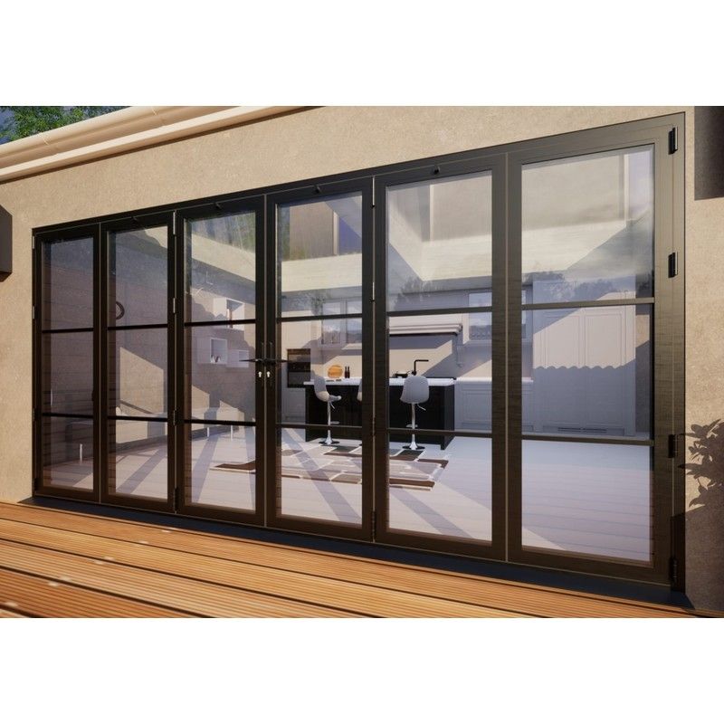 Heritage Aluminium Bifold Door Part Q Compliant - 4200mm Grey - 3 Left 3 Right