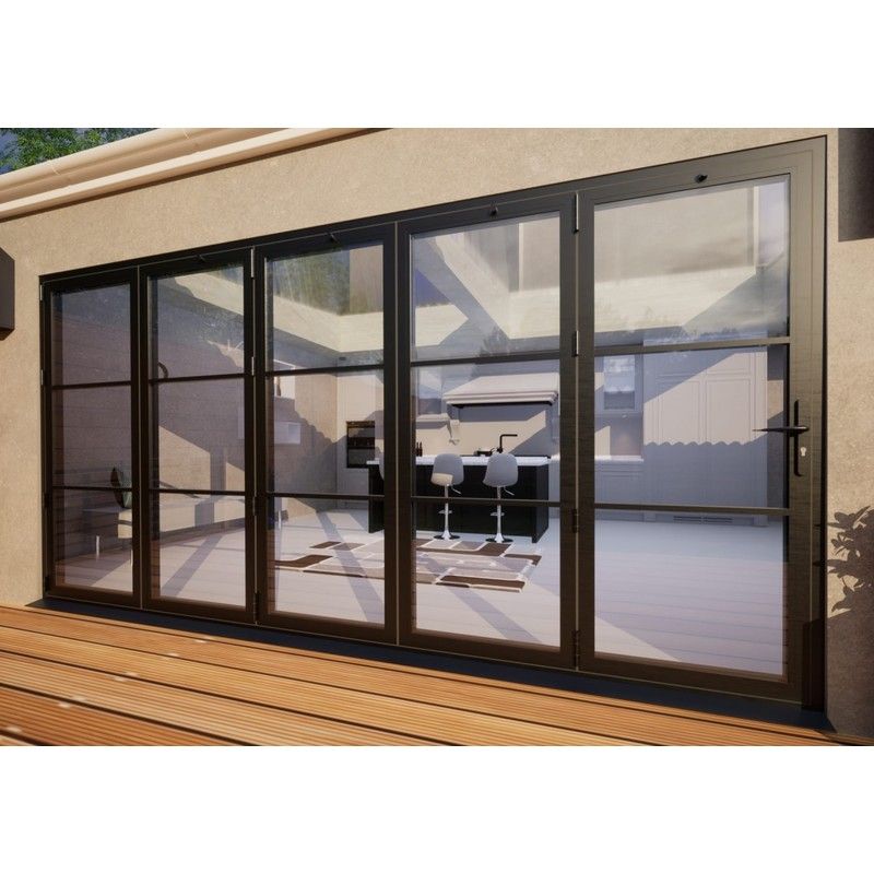 Heritage Aluminium Bifold Door Part Q Compliant - 4200mm Grey - 5 Left