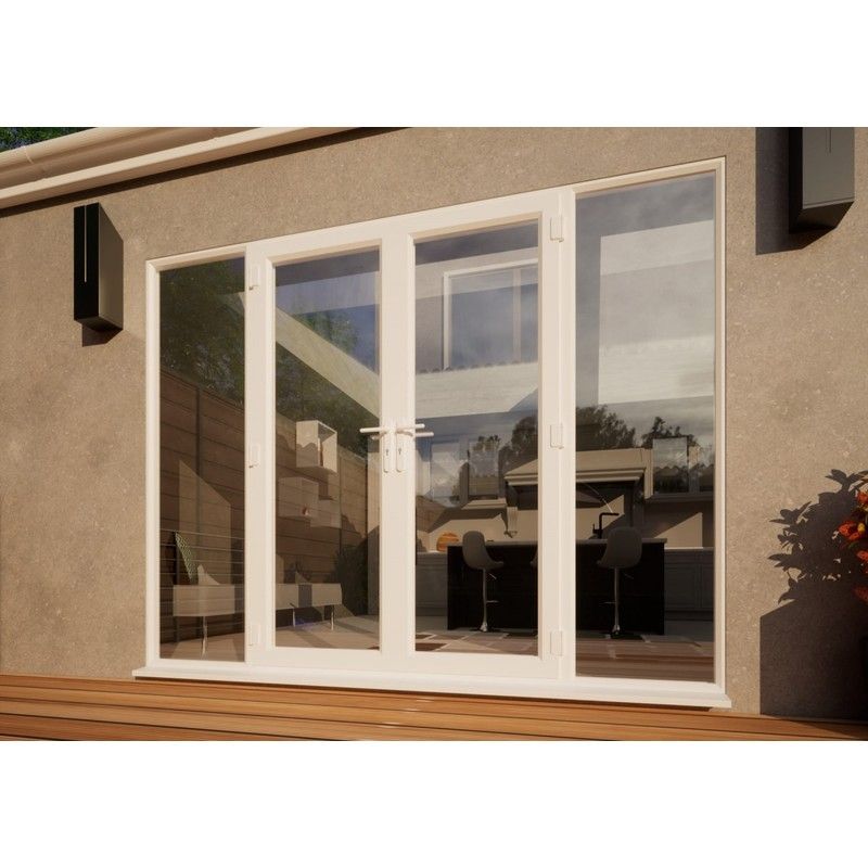 PVC French Door - 1500mm White Open Out - 2x 600mm Sidescreens