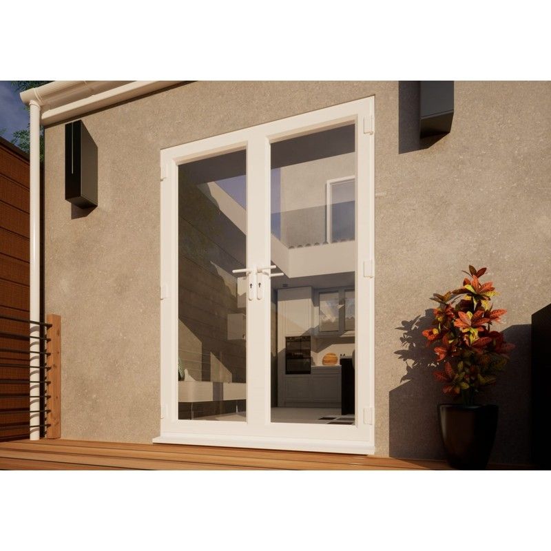 PVC French Door - 1500mm White Open Out