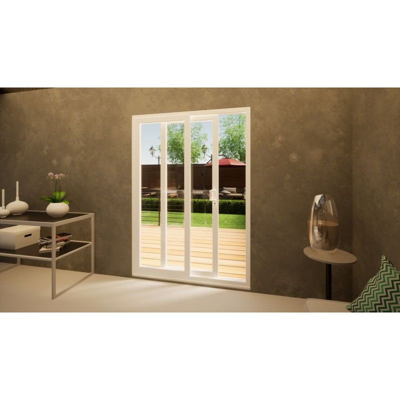 PVC Sliding Door - 1500mm White - Left Hand Slide & Right Hand Fixed