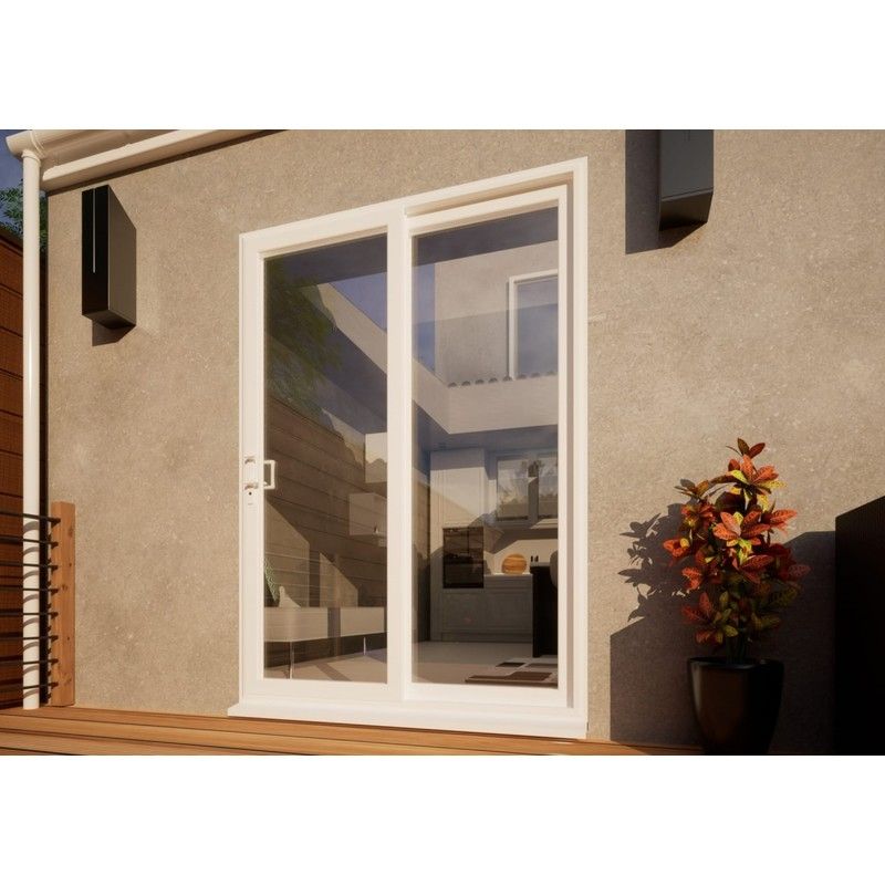 PVC Sliding Door Part Q Compliant - 1500mm White - Left Hand Slide & Right Hand Fixed