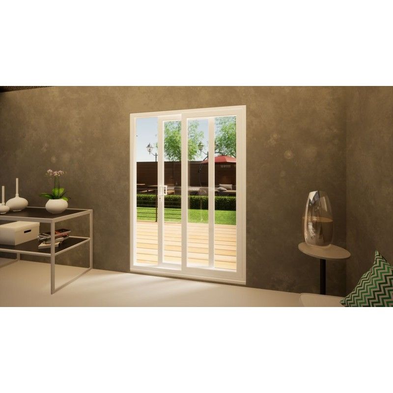 PVC Sliding Door Part Q Compliant - 1500mm White - Right Hand Slide & Left Hand Fixed
