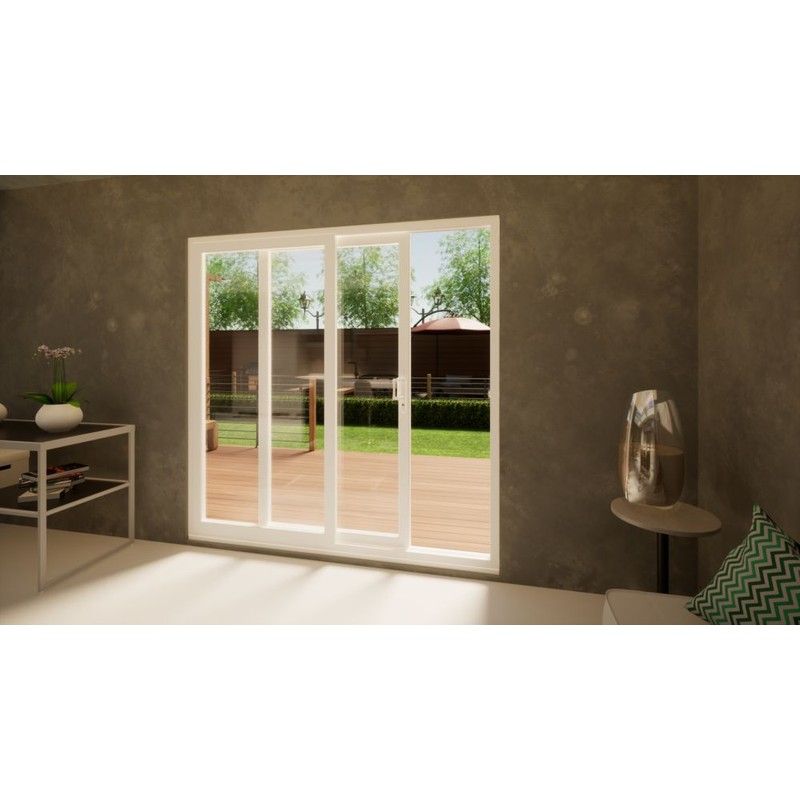 PVC Sliding Door - 2100mm White - Left Hand Slide & Right Hand Fixed