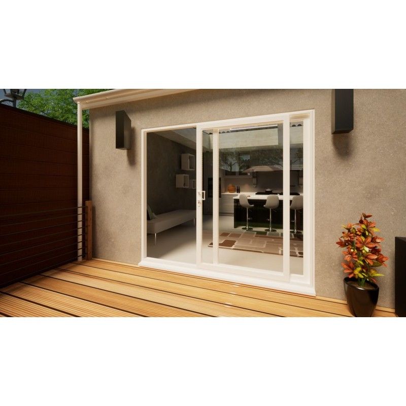 PVC Sliding Door Part Q Compliant - 2400mm White - Left Hand Slide & Right Hand Fixed