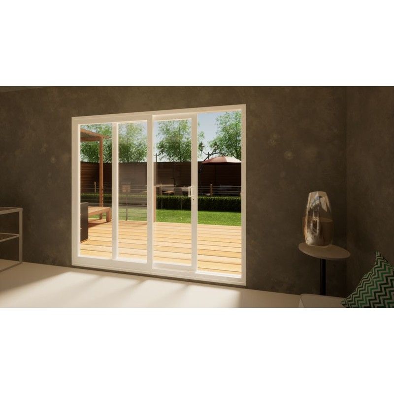 PVC Sliding Door Part Q Compliant - 2400mm White - Left Hand Slide & Right Hand Fixed