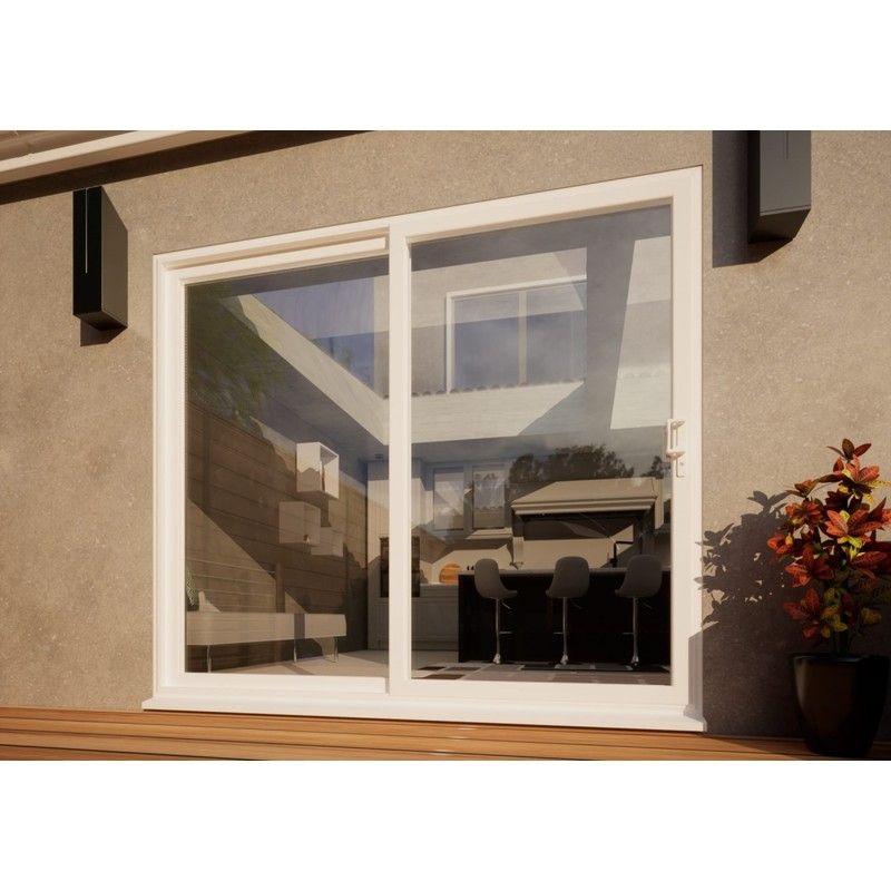 PVC Sliding Door - 2400mm White - Right Hand Slide & Left Hand Fixed