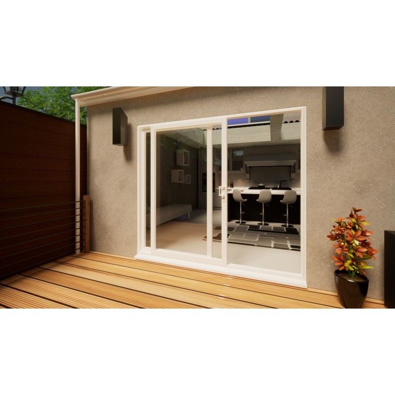 PVC Sliding Door - 2400mm White - Right Hand Slide & Left Hand Fixed