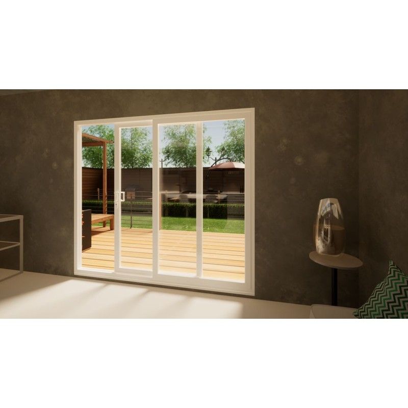 PVC Sliding Door - 2400mm White - Right Hand Slide & Left Hand Fixed
