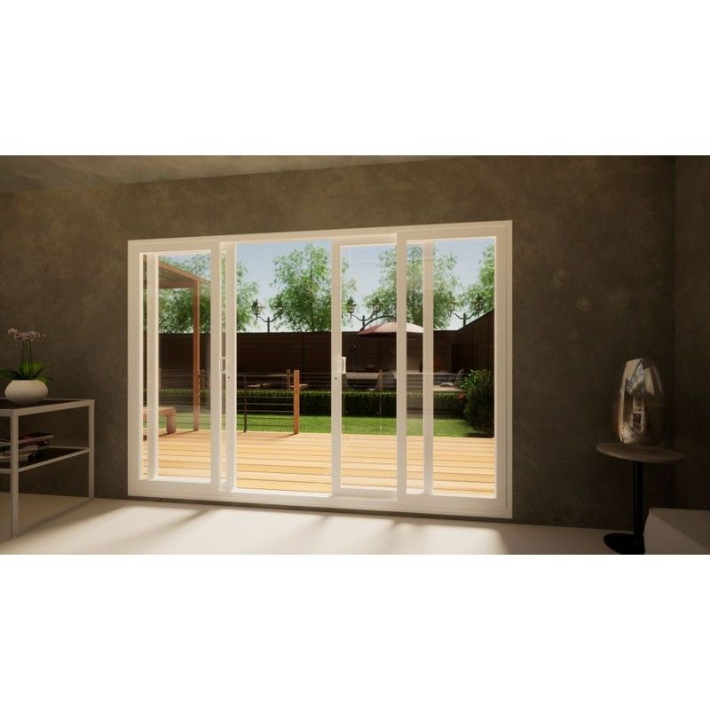 PVC Double Sliding Door - 3000mm White - 2x Sliding & 2x Fixed Doors