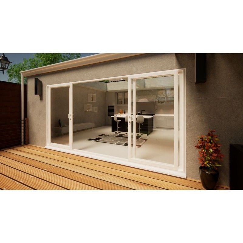 PVC Double Sliding Door - 4200mm White - 2x Sliding & 2x Fixed Doors