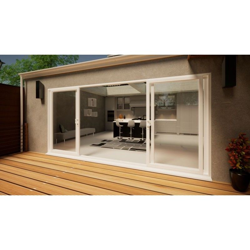PVC Double Sliding Door - 4500mm White - 2x Sliding & 2x Fixed Doors