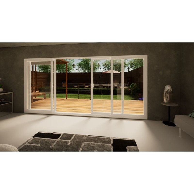 PVC Double Sliding Door - 4500mm White - 2x Sliding & 2x Fixed Doors