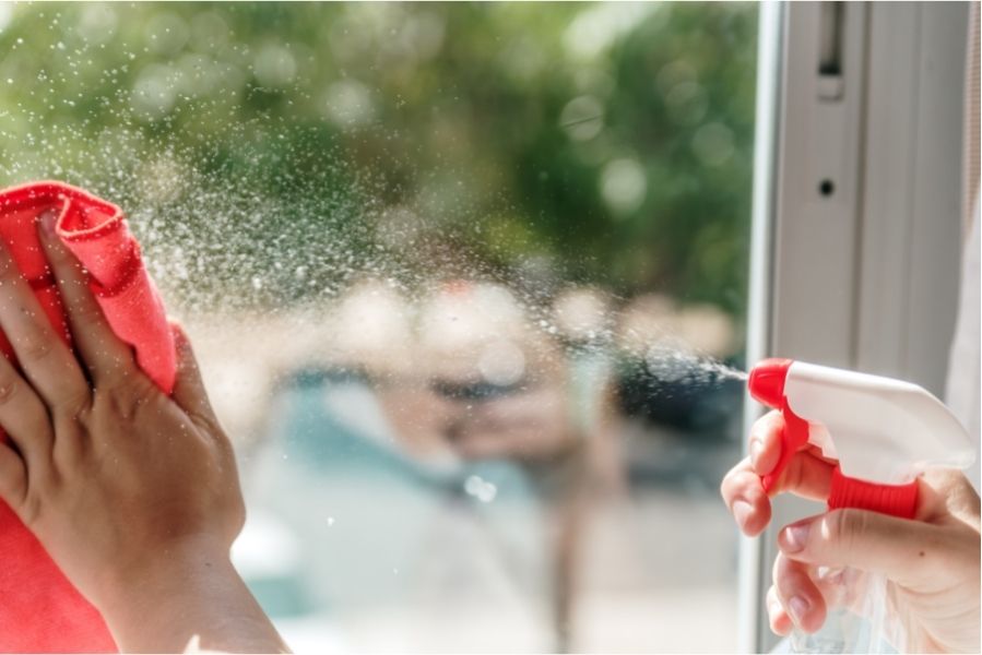 Cleaning the Glass Pane of a Bifold Door